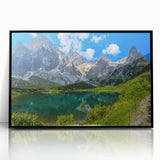 Large abstract wall art depicting a European scenery in Slovakia, with muted earth tones on a framed acrylic.