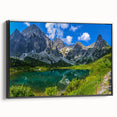 Black and white framed canvas featuring a vintage-style Slovakian landscape, ideal for bedroom wall art.