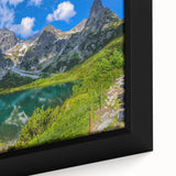 Black wall art of a textured European scenery in vibrant colors on a framed canvas, suitable for living room decor.