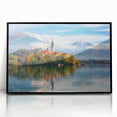 Large abstract wall art depicting a Slovenian landscape in muted earth tones on a framed acrylic.