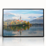 Large abstract wall art depicting a Slovenian landscape in muted earth tones on a framed acrylic.