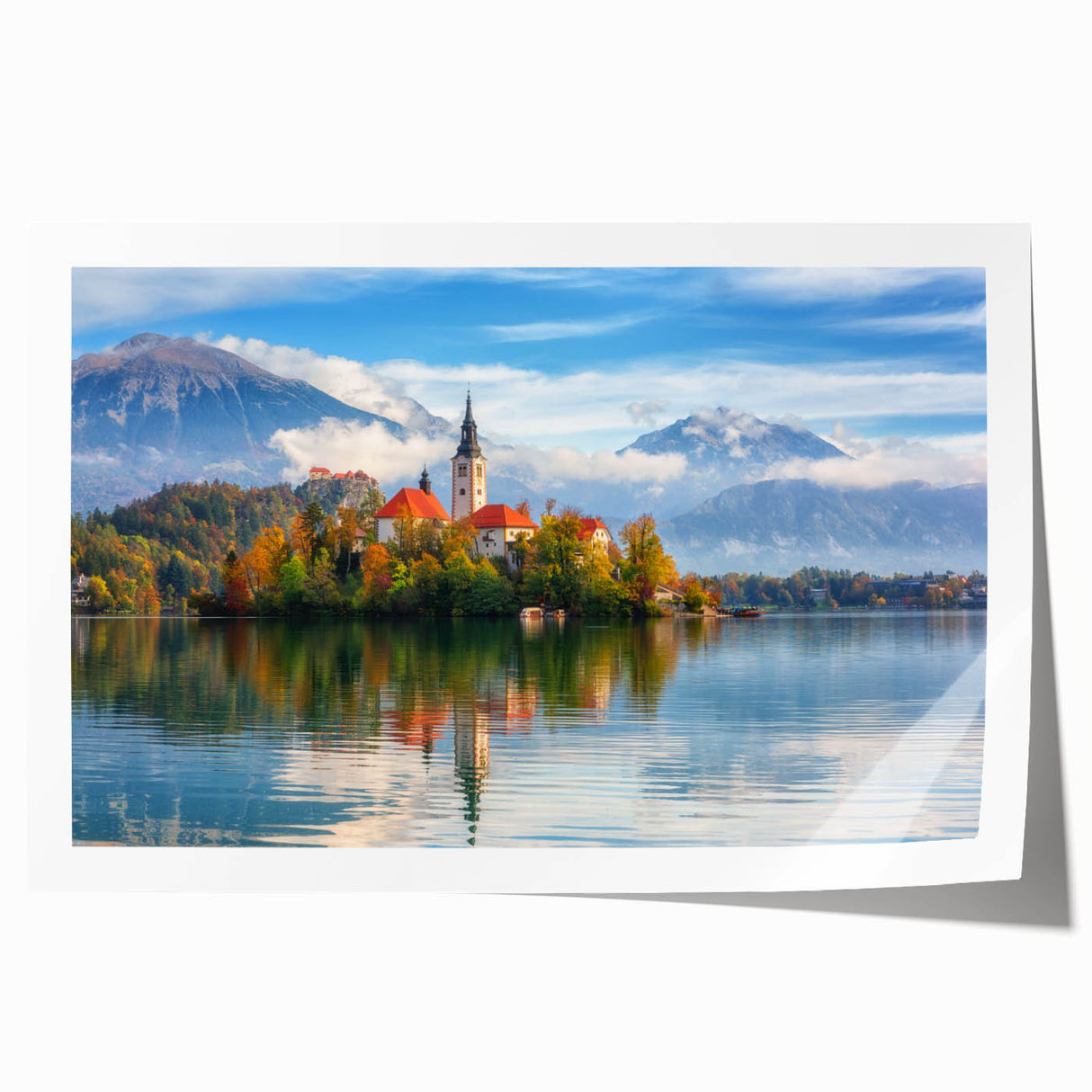 Extra large rolled print of a Slovenian landscape with lush greenery and vibrant floral elements.