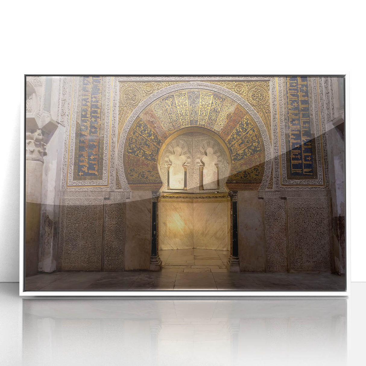 Framed acrylic print depicting a serene Andalucian landscape in muted earth tones, ideal for modern art wall decor.