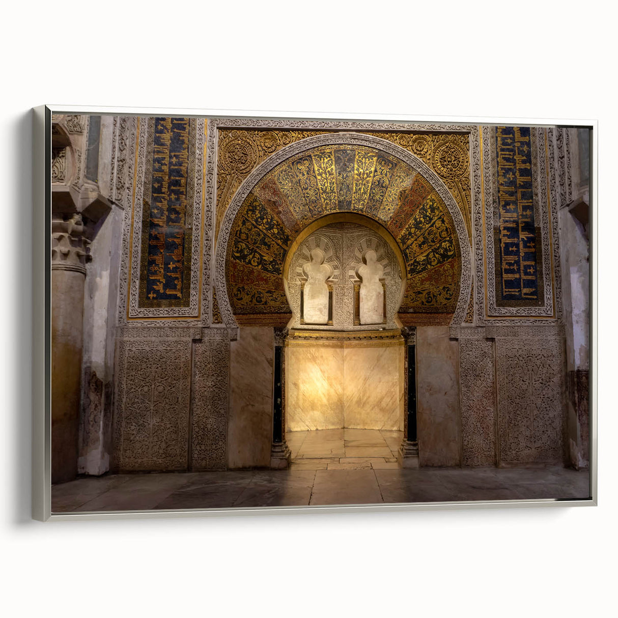 Vintage poster art of Andalucia, Spain on framed canvas, featuring vibrant, colorful artwork, ideal for living room decor.