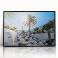 Large abstract wall art depicting a stylized Canary Islands landscape in muted earth tones on a framed acrylic.