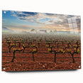 Large abstract wall art of Valencia scenery in muted earth tones on acrylic glass, suitable for bedroom or dining room decor.