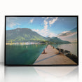 Large abstract wall art depicting Geneva's lakefront in muted earth tones on a framed acrylic.