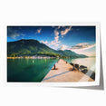 Extra large rolled print of Geneva scenery with floral elements in soft earth tones, ideal for art wall dining room.
