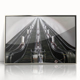 Mid-century modernist art depicting a serene Ukrainian landscape in muted earth tones on a framed acrylic print.