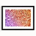 Extra large abstract art print of Cancun scenery, featuring vibrant colors on a textured canvas, framed in black.