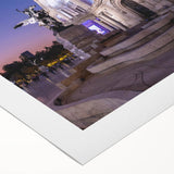 Art deco poster of Mexico City skyline in muted gray and blue tones on rolled canvas, ideal for dining room wall art.