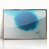 Framed acrylic print of Quintana Roo scenery with gold tones, ideal for modern art wall decor.