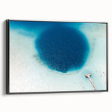 Black and white wall art featuring a vintage poster art style landscape of Quintana Roo on framed canvas.