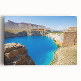 Black and white photograph of a Middle Eastern landscape on stretched canvas, ideal for kitchen wall art.