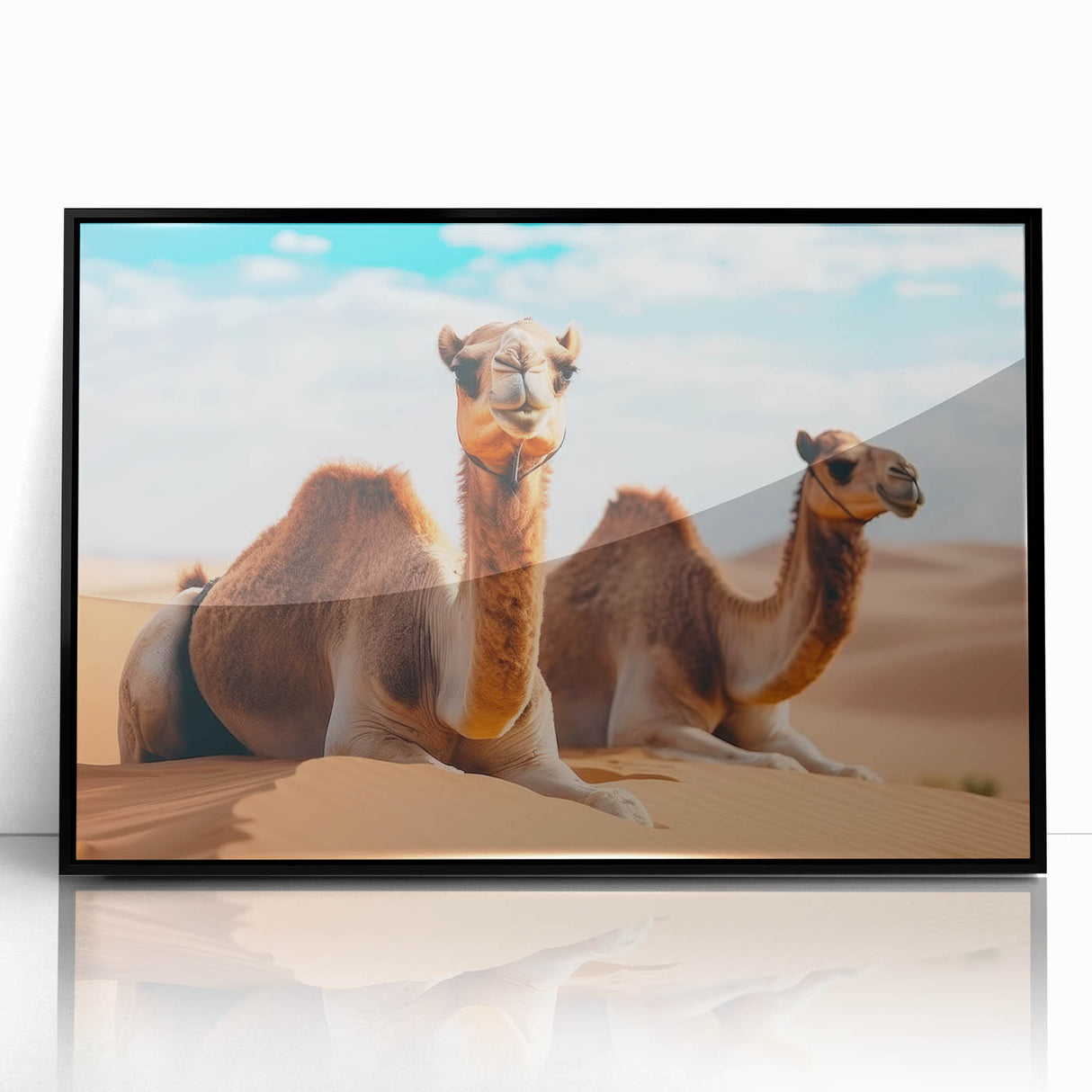 Large abstract wall art featuring a mid-century modernist style scene of the Middle East.