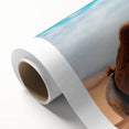 Art deco poster of a Middle Eastern landscape in soft earth tones on rolled canvas, ideal for nursery wall art.