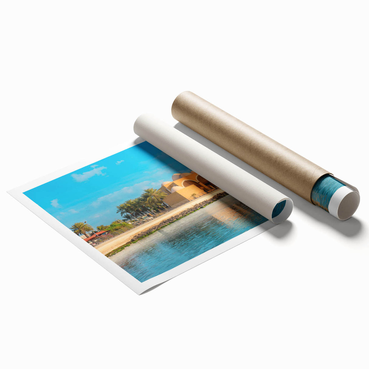 Extra large rolled print featuring a floral art design with soft pastel shades.