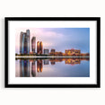 Abstract art print of colorful, textured scenery depicting Abu Dhabi, presented in a large black framed format.