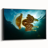 Black and white landscape art painting of Micronesia on a framed canvas, suitable for bedroom wall decor.