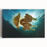 Black and white stretched canvas of a scenic Micronesian coastline, ideal for kitchen wall art.