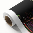 Art deco poster of Auckland skyline in pastel shades on rolled canvas, ideal for nursery wall art.