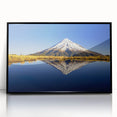 Large abstract wall art of Taranaki, New Zealand in muted earth tones on a framed acrylic print.