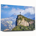 Acrylic print of a large abstract depiction of a Brazilian landscape in vibrant green and blue tones.