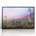 Large abstract wall art depicting the Santiago skyline in muted earth tones on a framed acrylic print.