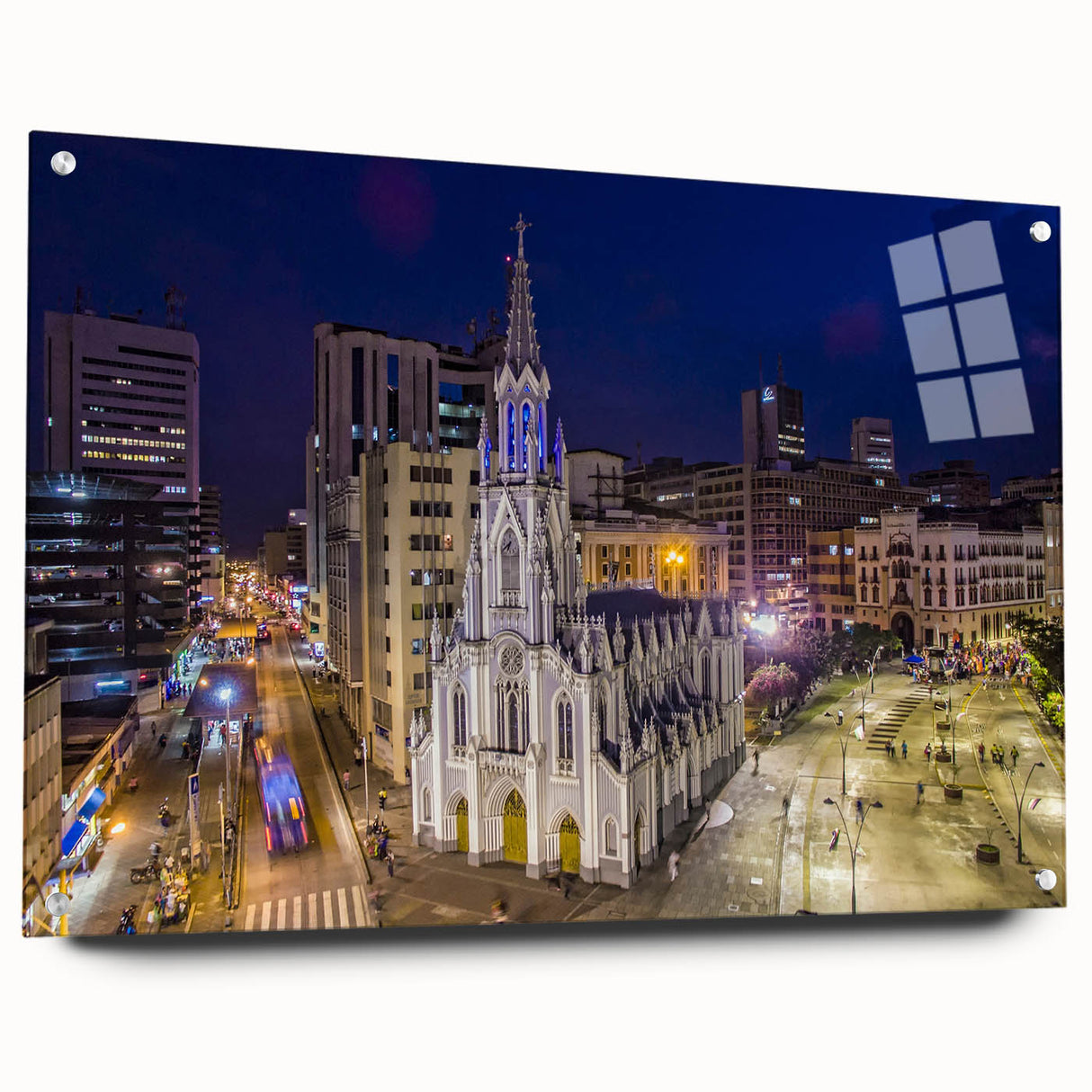 Acrylic print of a vibrant Colombian landscape, in large abstract style, ideal for bedroom or dining room decor.