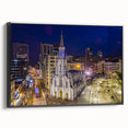 Black and white framed canvas of a vintage Colombian landscape, ideal for bedroom wall art.