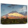 Acrylic print of a large abstract depiction of a South American scenery in muted earth tones.