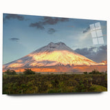 Large abstract wall art depicting a vibrant South American landscape on acrylic glass.