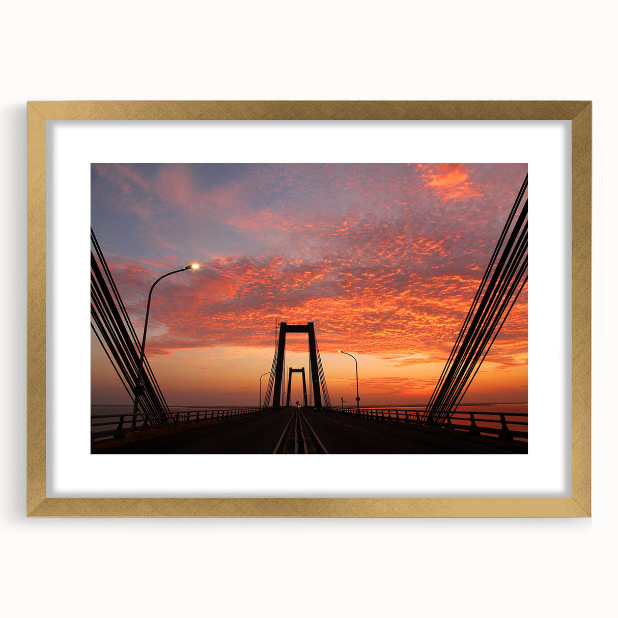 Extra large abstract art print depicting a textured Venezuelan landscape in earth tones, framed in gold.