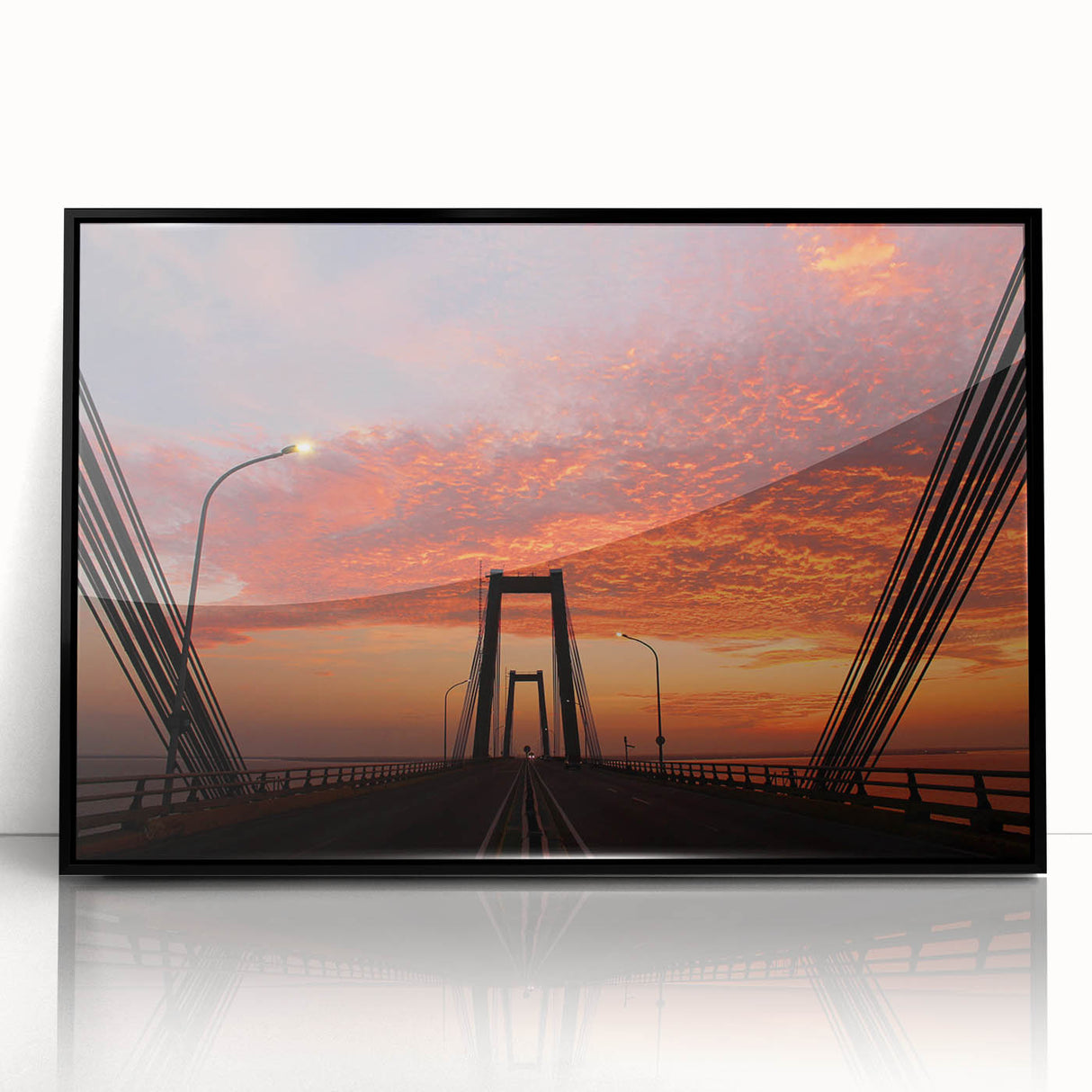 Large abstract wall art depicting a stylized South American landscape in muted earth tones on a black framed acrylic print.