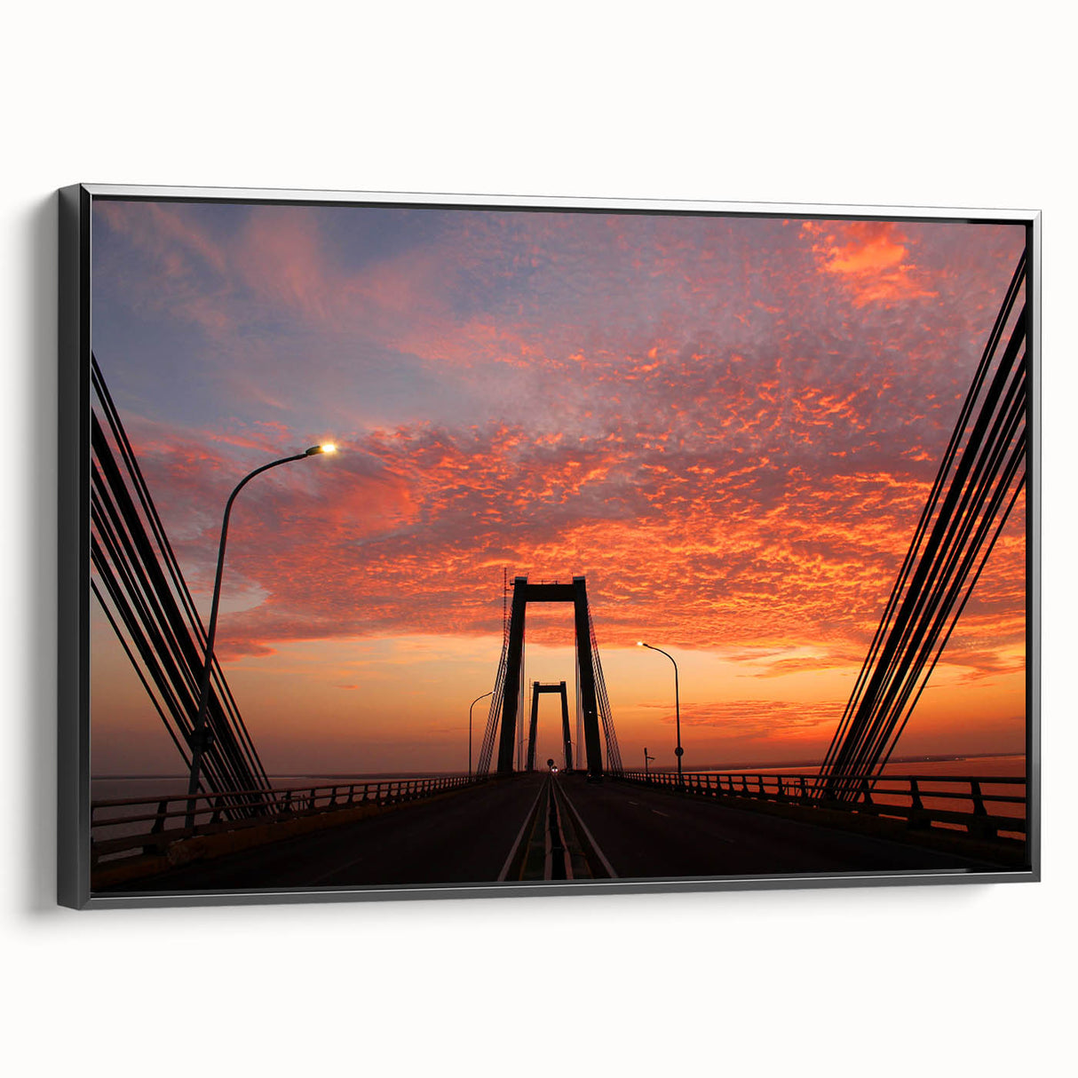 Framed canvas of a black and white vintage landscape painting of a Venezuelan scene, suitable for bedroom decor.