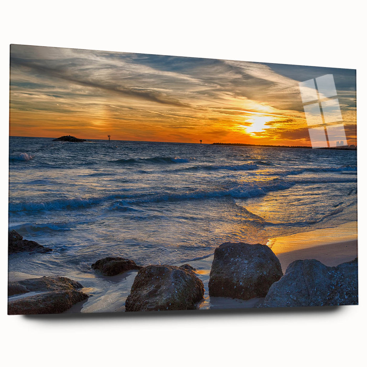 Large abstract wall art depicting a vibrant Alabama scenery on acrylic glass, suitable for bedroom or dining room decor.