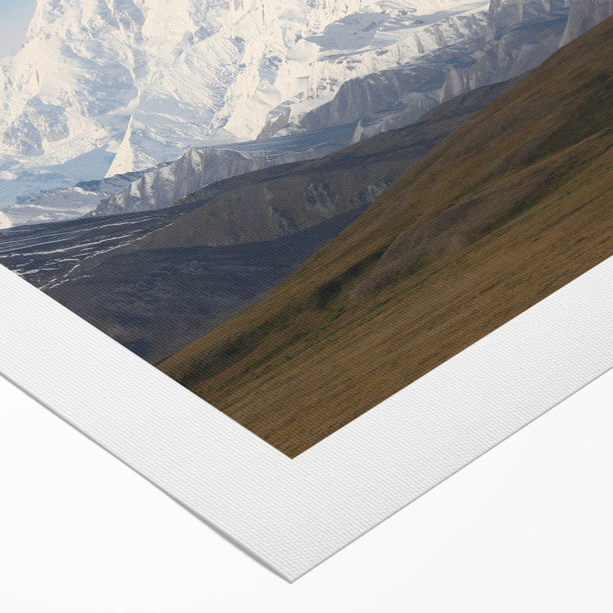 Art deco poster of Denali, Alaska scenery in muted earth tones on rolled canvas, suitable for dining room decor.