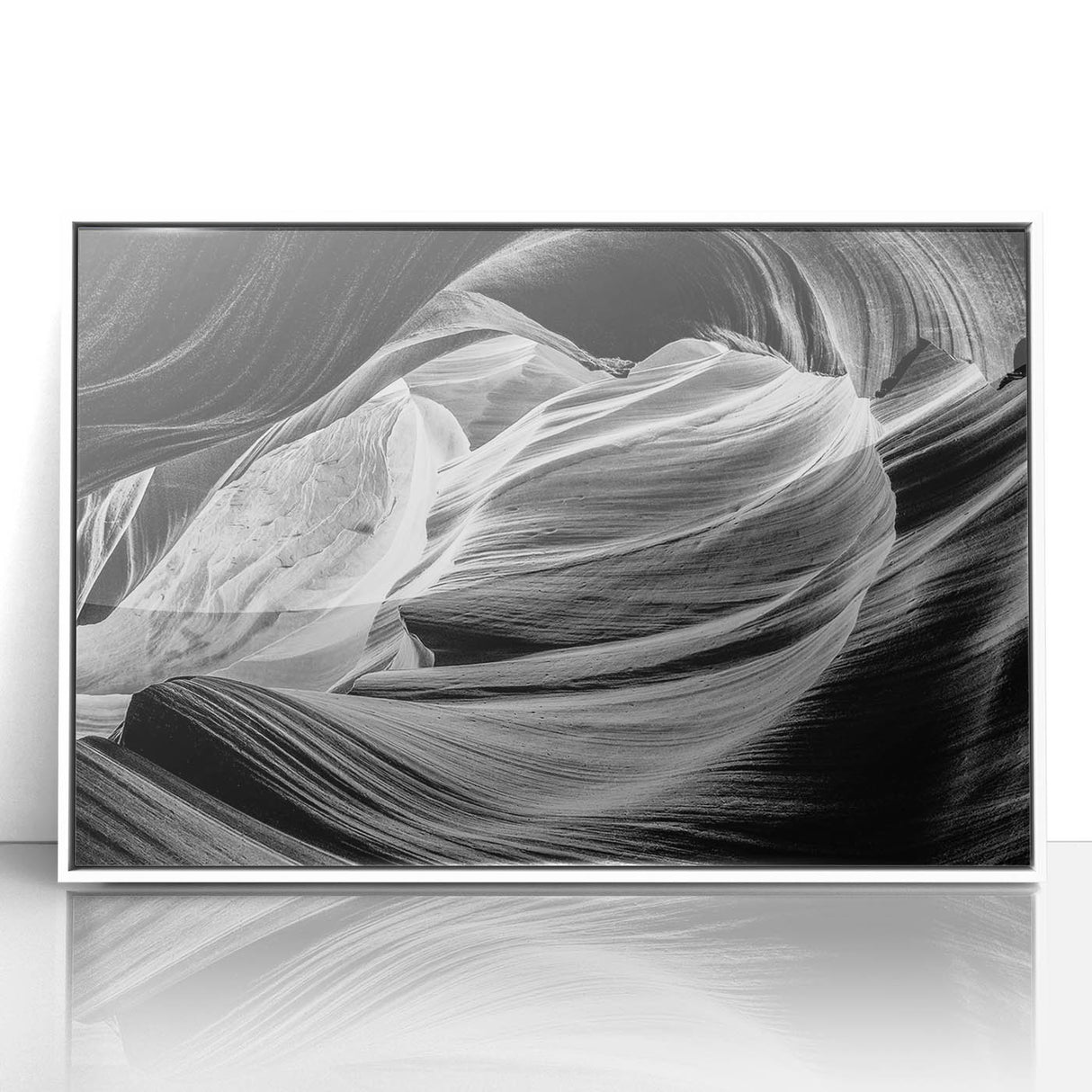 Art deco poster of Antelope Canyon in Arizona, with warm earth tones on a framed acrylic, suitable for modern art wall decor.