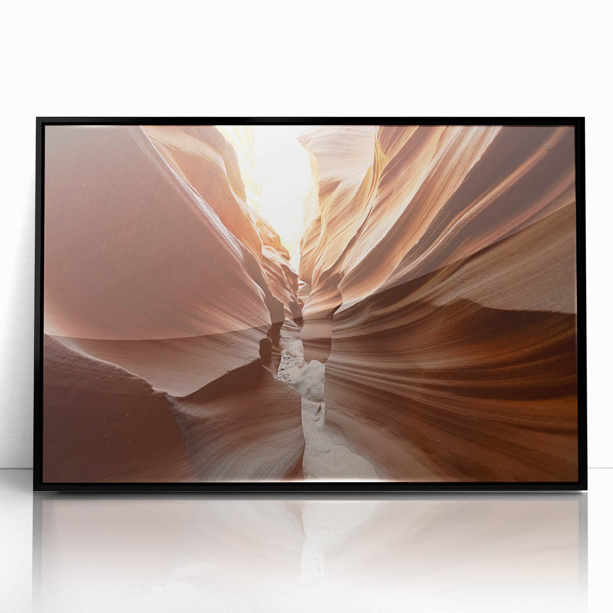 Large abstract wall art of Arizona's Coyote Buttes in muted earth tones on a framed acrylic.