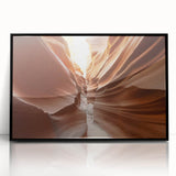 Large abstract wall art of Arizona's Coyote Buttes in muted earth tones on a framed acrylic.