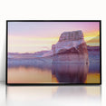 Large abstract wall art of Lake Powell in muted earth tones on a framed acrylic, suitable for modern living room decor.