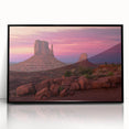 Large abstract wall art depicting Monument Valley in muted earth tones on a framed acrylic.
