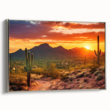 Framed canvas landscape art painting of the Sonoran Desert in Arizona.