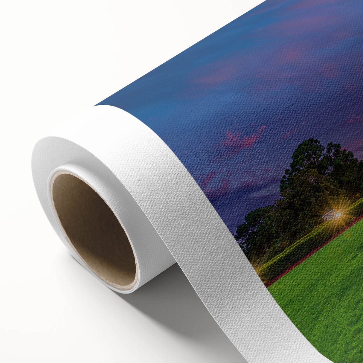 Art Deco-style poster of Arkansas scenery on rolled canvas, featuring muted earth tones, ideal for nursery wall art.