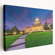 Stretched canvas depicting a serene Arkansas landscape in muted earth tones, suitable for kitchen wall art.