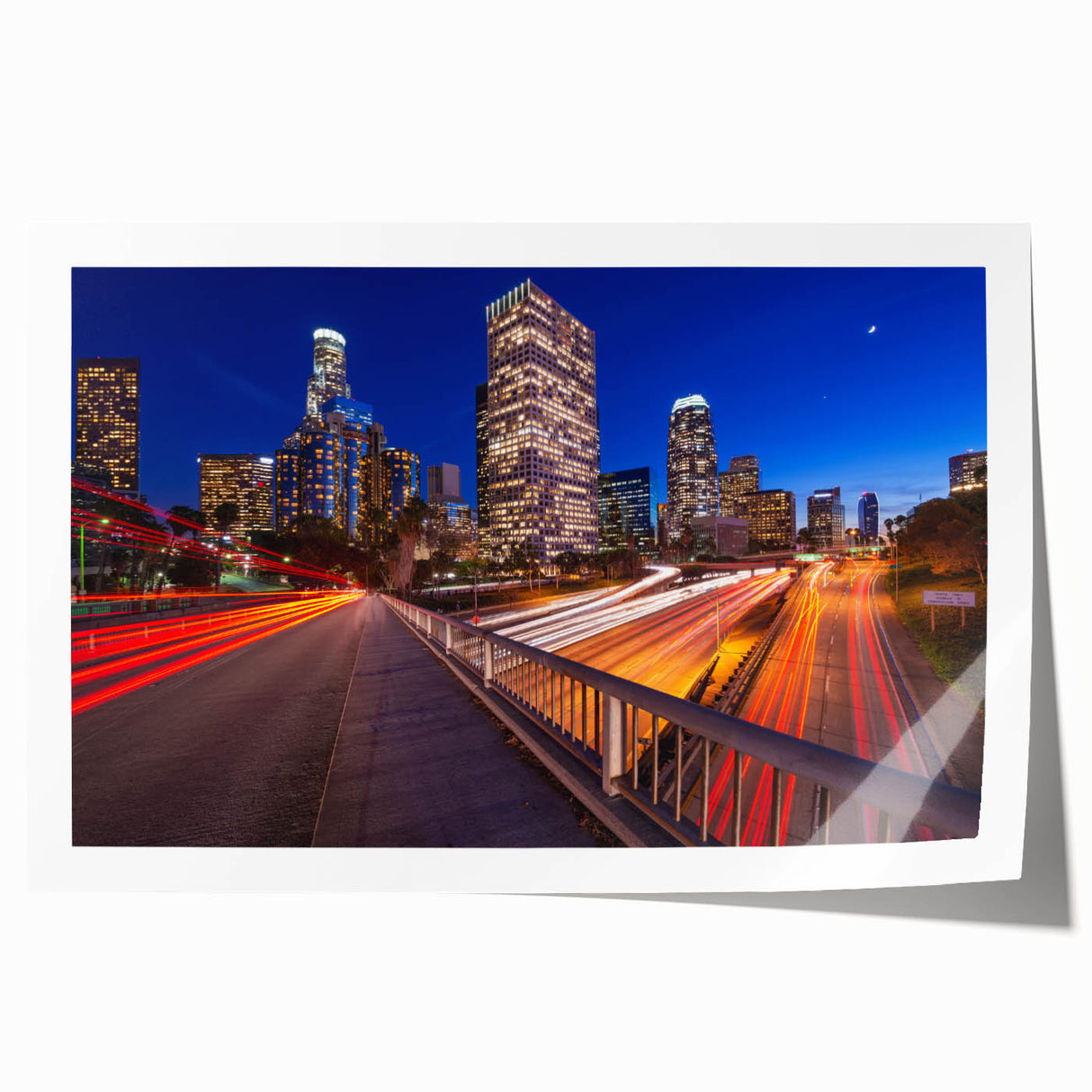 Extra large rolled print featuring a Beverly Hills streetscape with lush greenery and floral elements.