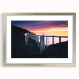 Textured art depicting abstract California Big Sur scenery in silver frame, ideal for bedroom wall decor.