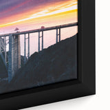 Extra large framed canvas of Big Sur coastline in black with colorful, textured art details, suitable for living room decor.