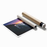 Extra large rolled print of Big Sur coastline with muted green and blue tones, ideal for classy bathroom wall art.