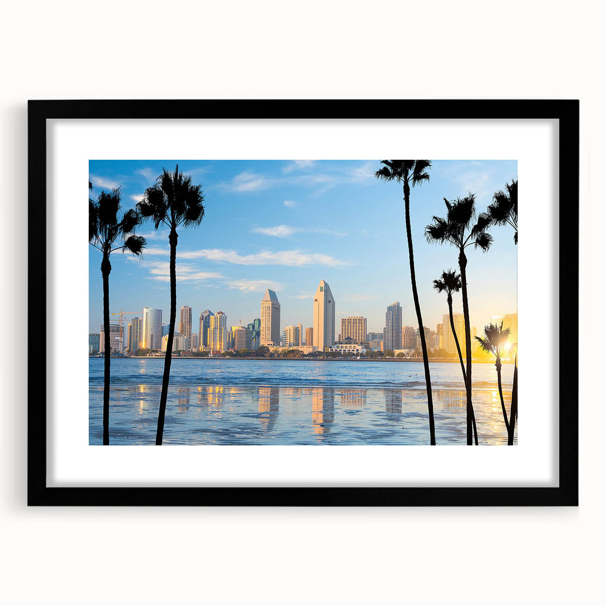 Extra large abstract art print of colorful, textured California scenery on a black framed canvas.